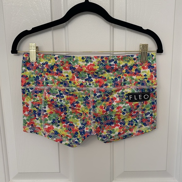 FLEO Neon Green Floral Low-rise Mini Shorts - Picture 3 of 6